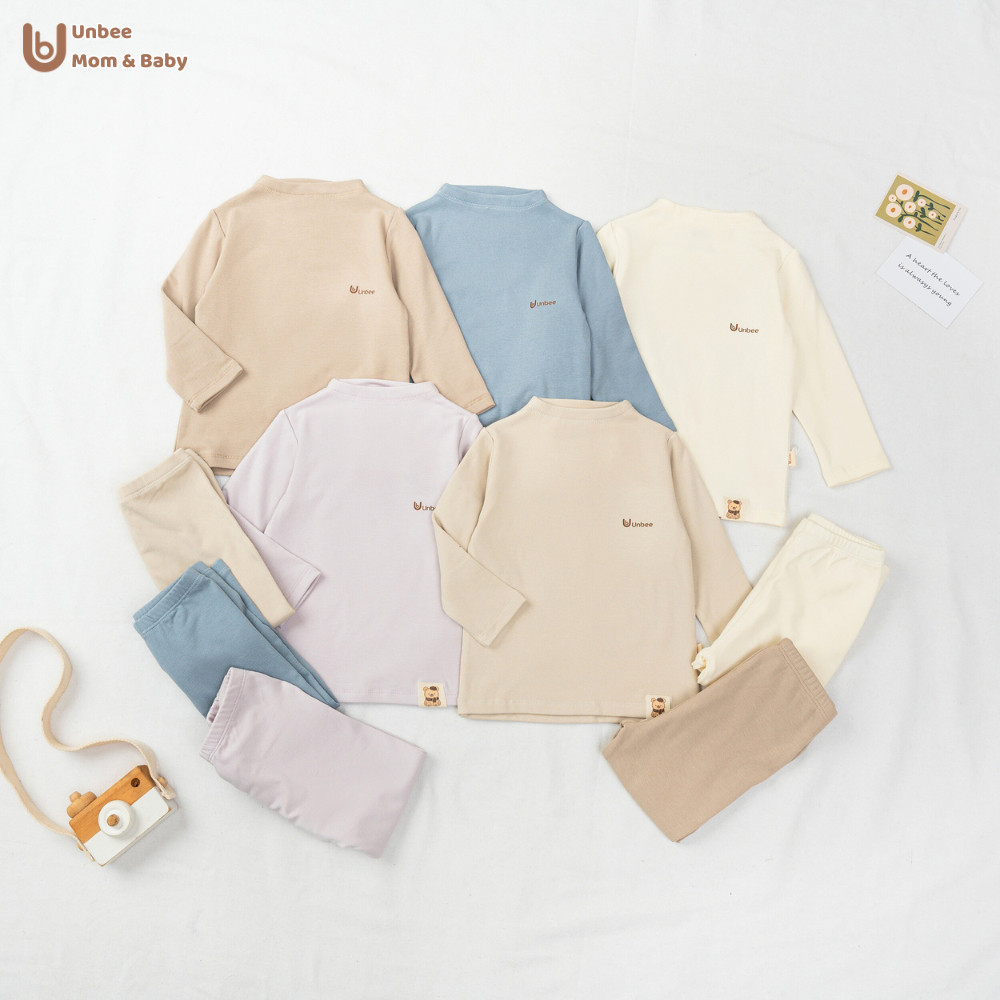 Bộ quần áo giữ nhiệt bé trai bé gái Unbee chất liệu nỉ modal giữ ấm - Bộ đồ thu đông basic cho bé
