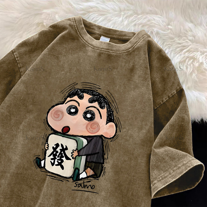 Kanos_shop | áo hè, Hàn quốc dễ thương Crayon Shin-chan print 100% cotton áo sơ mi tay ngắn