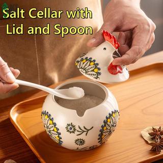 Gốm Hen Muối Cellar Có Nắp Và Thìa Dễ Thương Gà Bánh Quy Lọ Muối Giá Đỡ Cho Quầy Cà Phê Đường Gia Vị Và Kẹo