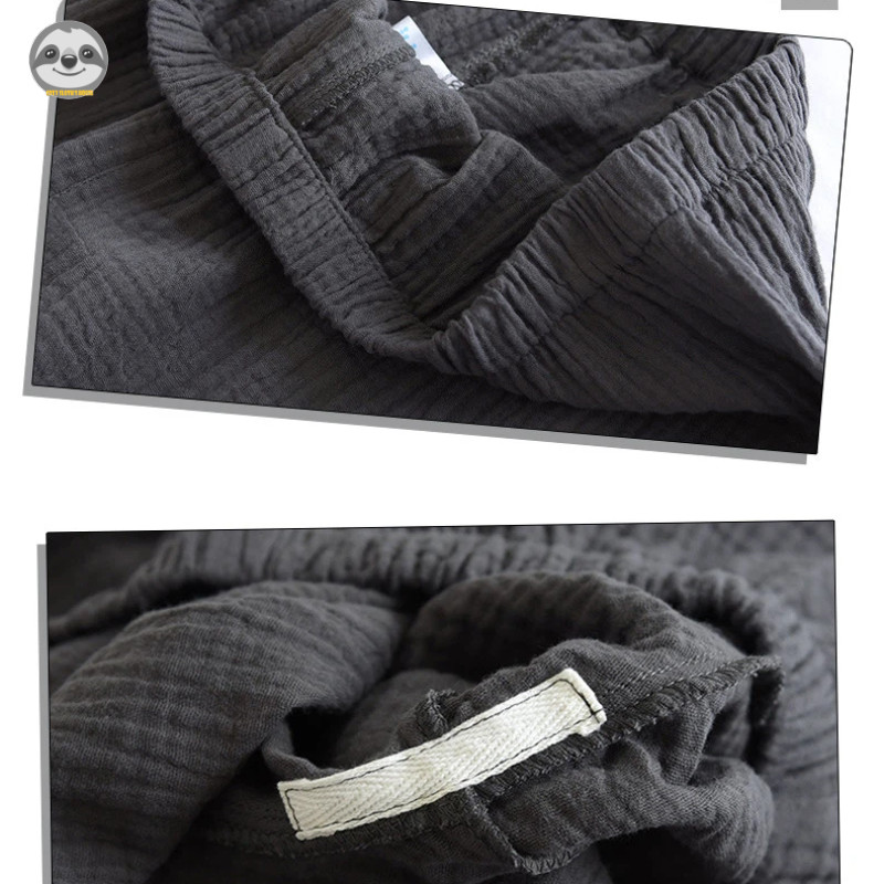 Bộ đồ ngủ bông cotton nguyên chất phong cách Nhật Bản, thời trang thu đông cho nam giới