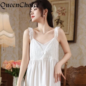 Váy ngủ có đệm cotton trắng, đồ ngủ thoải mái cho phụ nữ