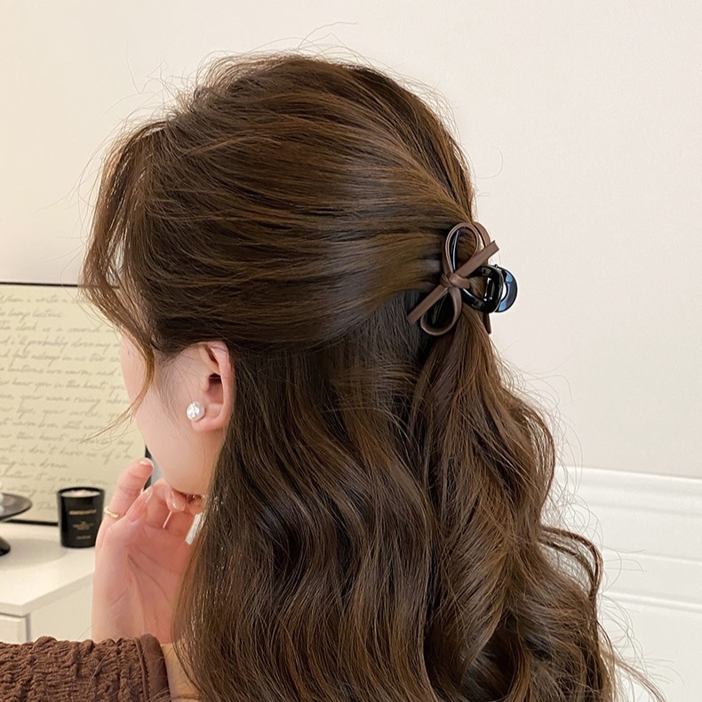 Kẹp tóc nơ da Mini Bangs Claw Clip