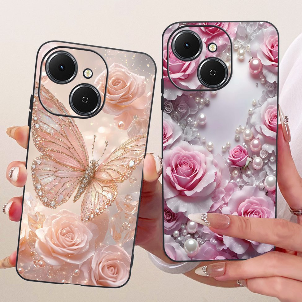 Ốp lưng Tecno Spark 40C Vỏ bướm thời trang Mèo dễ thương Vỏ silicon màu đen ngộ nghĩnh Tecno KM4k