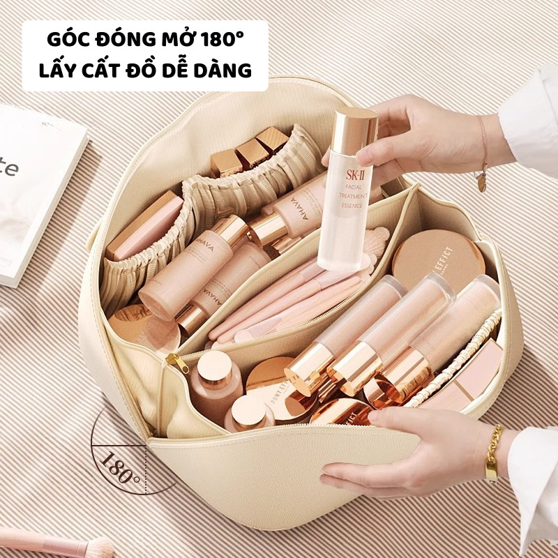 Túi Đựng Mỹ Phẩm Da PU Khóa Chéo ENODA HOME, Túi Đựng Đồ Cá Nhân Du Lịch Chất Liệu Da Chống Thấm TUIPU001