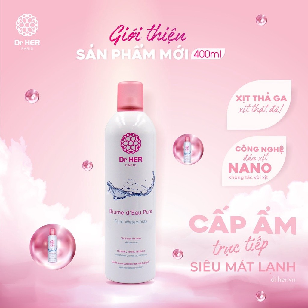 Xịt Khoáng Dr Her 400ML Cấp Ẩm Làm Dịu Mát Da