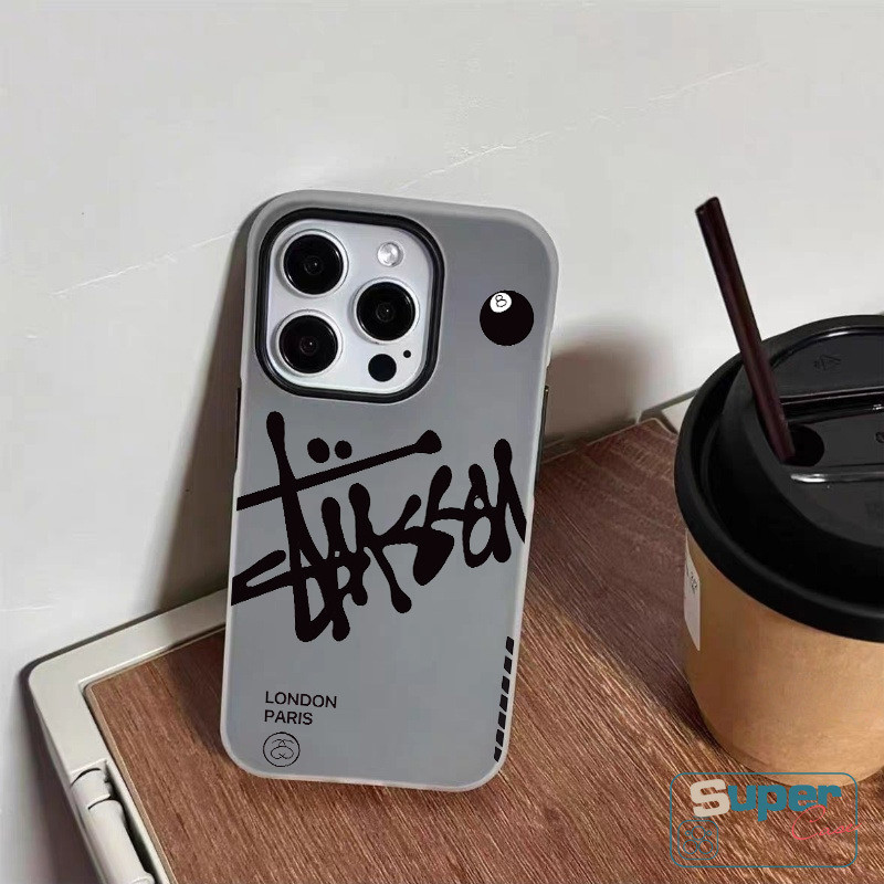 Ốp Lưng Tương Thích Cho IPhone 17 16 11 13 15 14 12 Pro Max 17 15 16 Pro 7Plus XR Air X XS Max Thời Trang Dạo Phố Logo Bóng Bể Bơi Đen 8 Silicone 2 in1 Cover