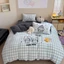 Bộ ga gối nỉ nhung 5 món MemMinBedding Luxury họa tiết thêu Kitty nổi kèm gối decor, ấm áp, mềm mại dễ thương