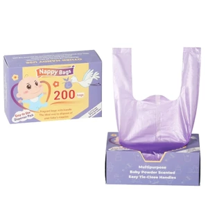 OXXGGKAO Túi đựng tã dùng một lần Túi đựng tã thơm có tay cầm buộc Túi đựng rác thải