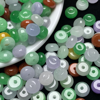Jadeite Hạt Tricolor 8x5mm, Bộ 5 Chiếc - Phụ Kiên Vòng Tay
