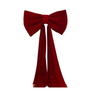 SEENDIPIE Phông nền treo tường nơ khổng lồ, Nơ 50x38cm Dải trôi 3 mét Trang trí tường nơ, Rượu vang hồng huỳnh quang Đỏ B Ruy băng nhung lớn Trang trí tường Tiệc sinh nhật