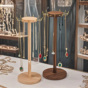 Giá trưng bày vòng cổ dây dệt, vòng cổ trang sức bằng gỗ nguyên khối