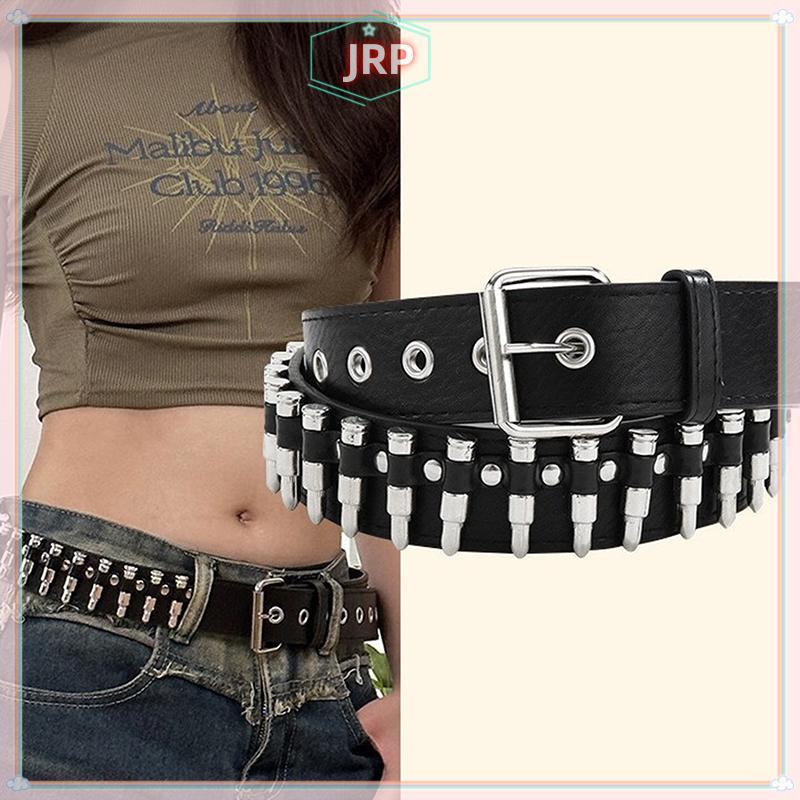 JRP Đinh Tán Rỗng Viên Đạn Trang Trí Đai Da Thời Trang Đính Đá Goth Có Thể Điều Chỉnh Nữ Punk Thắt Lưng JRP