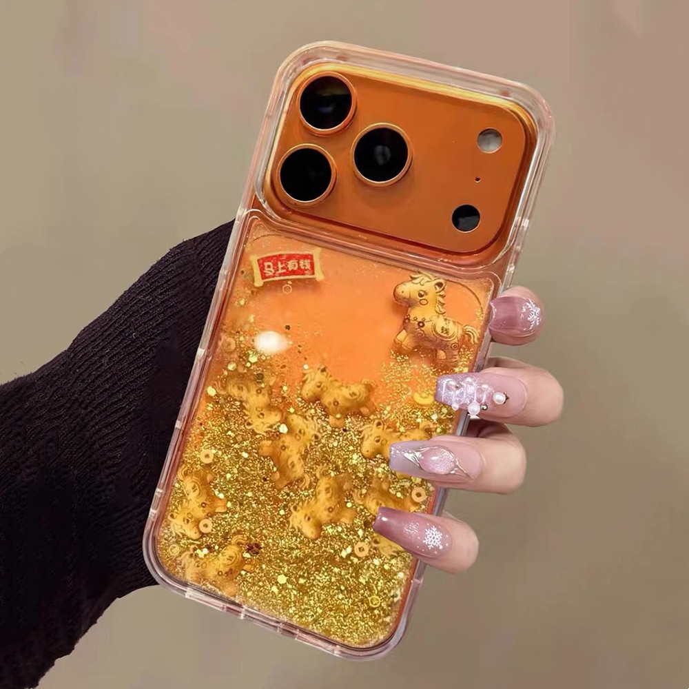 Goldfoil Sẽ Sớm Có Tiền Trôi Cát Acrylic Ốp Lưng Điện Thoại iPhone 17 Pro Max 16 15 14 13 12 Vỏ Bảo Vệ Chống Sốc