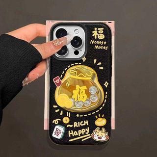 Năm Mới 3D Túi May Mắn Vàng Đồng Xu Bỏ Túi Dành Cho Xe Máy Moto EDGE 60 Stylus FUSION 50 PRO NEO G05 G15 G34 G35 Da PU Dễ Thương Mềm Mờ