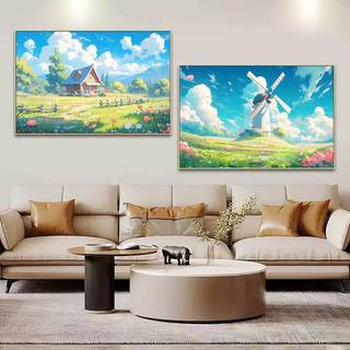 Tranh canvas phong cảnh Anime phong cách Miyazaki - Nghệ thuật treo tường thẩm mỹ cho phòng khách, Tranh tường vải chữa bệnh cho phòng trẻ em & đầu giường phòng ngủ