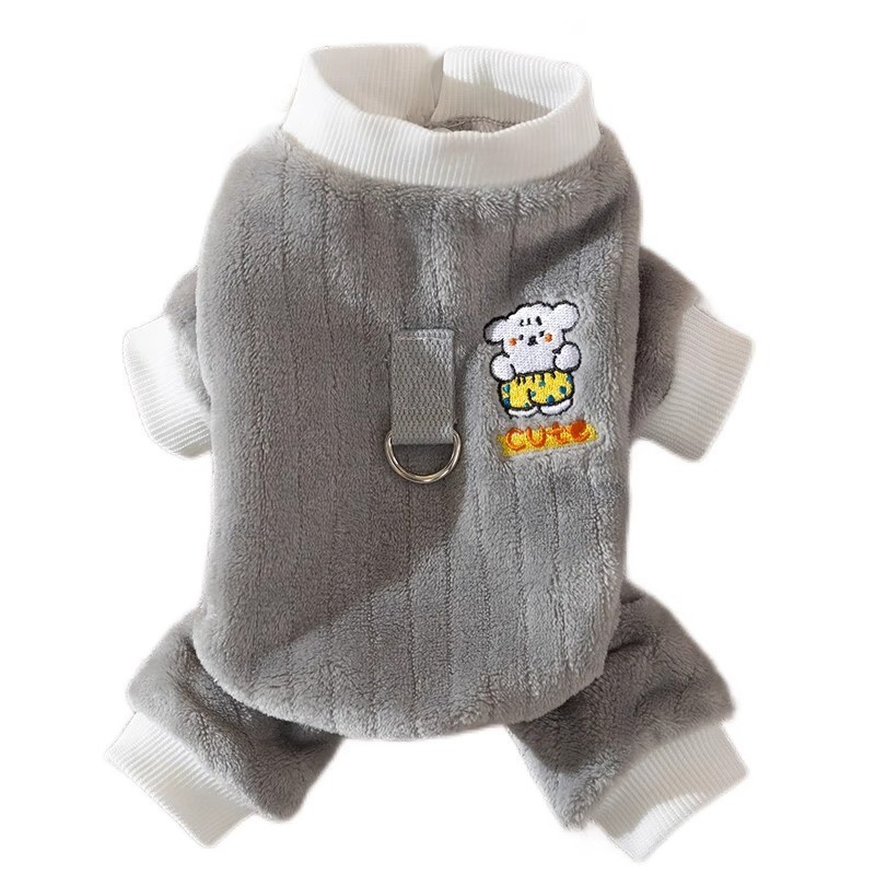 【Ready Stock】 Autumn and Winter Dog Japanese and South Korean Cute Cartoons Bear Traction Four Feet Fluffy Jacket Cat Warm Thickened Pet Dog Clothes raZa