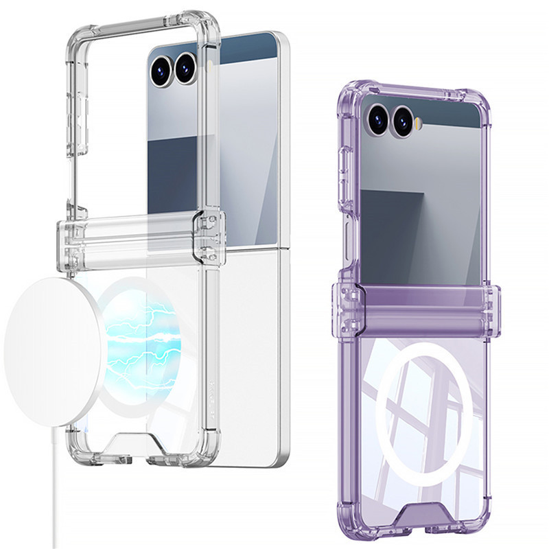 Dành Cho Samsung Galaxy Z Flip 7 Từ Tính Sạc Không Dây Trong Suốt Chống Sốc Gấp Bản Lề Bảo Vệ Flip7