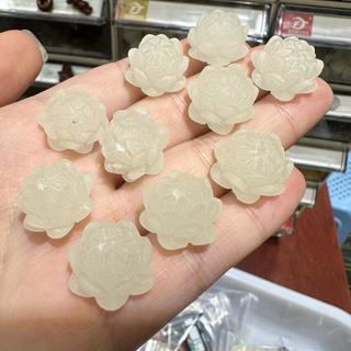 Đá Dạ Quang Khắc Hoa Sen Hạt Phụ Kiện Vòng Tay Vòng Cổ Phụ Kiện diy Handmade Hạt RLTB