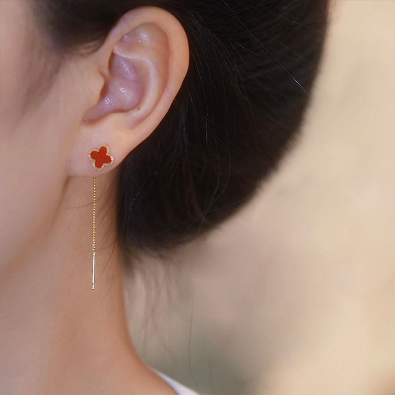 Bông tai dây cỏ bốn lá dành cho nữ sinh viên - Quà tặng mang phong cách Hàn Quốc