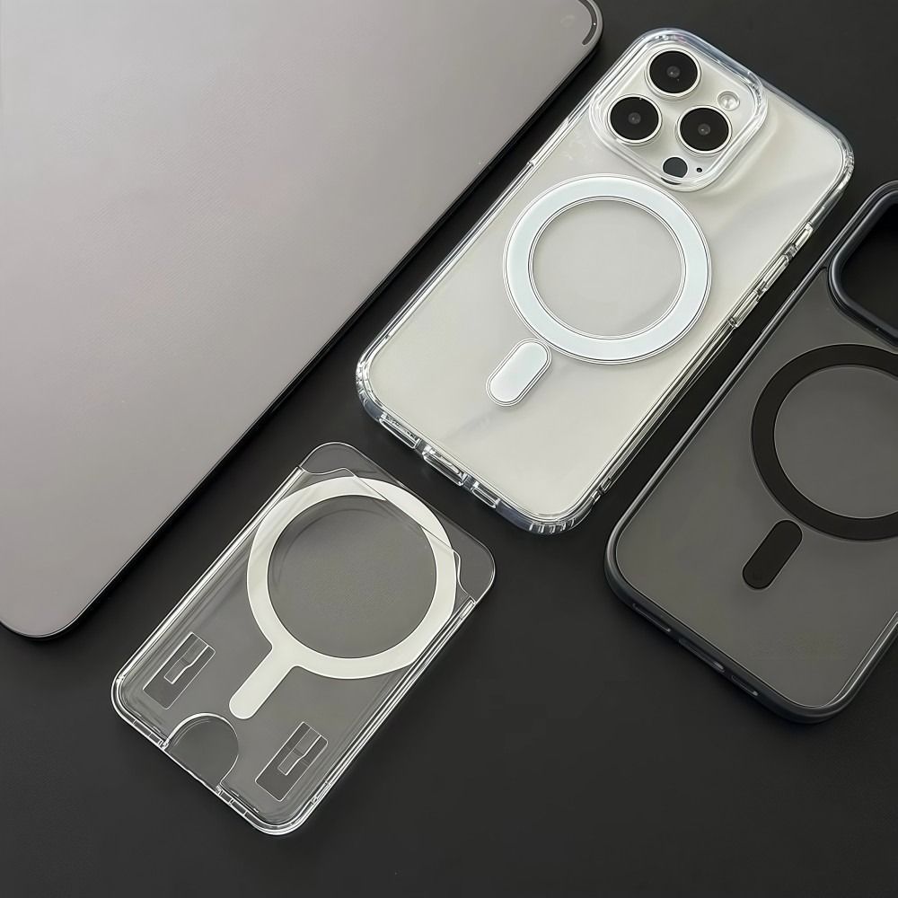 CORALTIDE Cho Ví MagSafe, Giá đỡ thẻ từ tính điện thoại chống trầy xước đơn giản, Túi đựng thẻ điện thoại Acrylic màu trơn bền cho 17 16 15 14 13 12 11