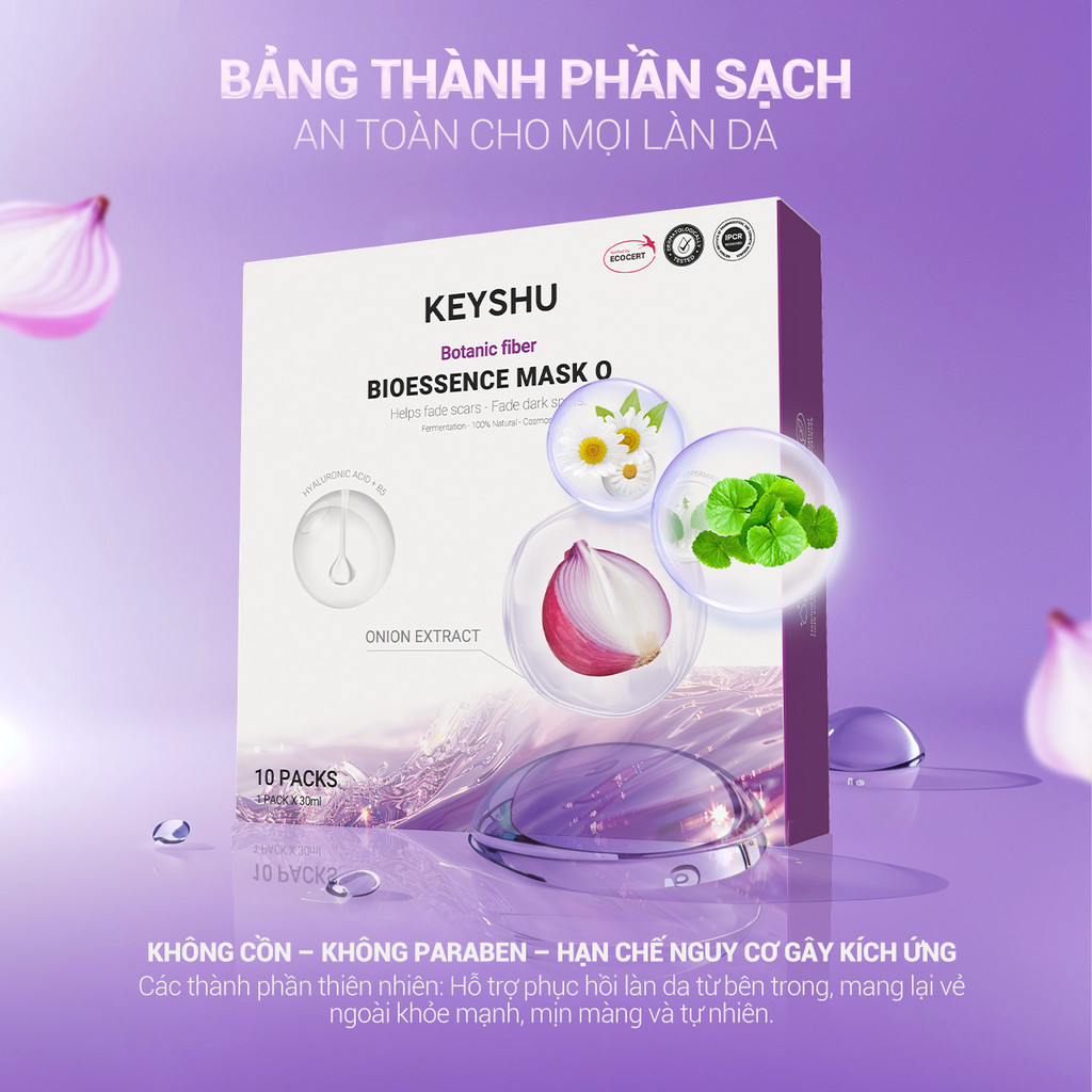 Miếng Mặt Nạ Hành Tím Botanic Fiber KEYSHU Dưỡng Ẩm, Hỗ Trợ Mờ Sẹo, Vết Thâm 1 Miếng 30ML
