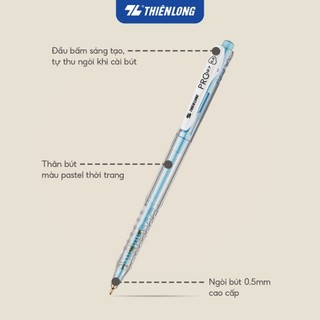 Combo 5/10/20 Bút bi Thiên Long Pro 027 TL-105 - 3 màu mực, thân bút pastel thời trang, phù hợp cho học sinh, sinh viên