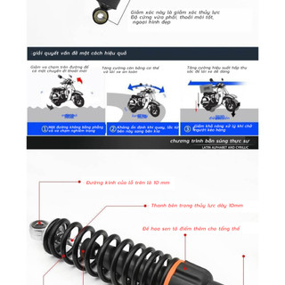 AIMVUKES  2 Chiếc Bộ Giảm Xóc Sau Sửa Đổi Hoài Cổ Xe Máy CG125 Phuộc Sau Kéo Dài Giảm Xóc Sau XF125 29CM，1 cặp