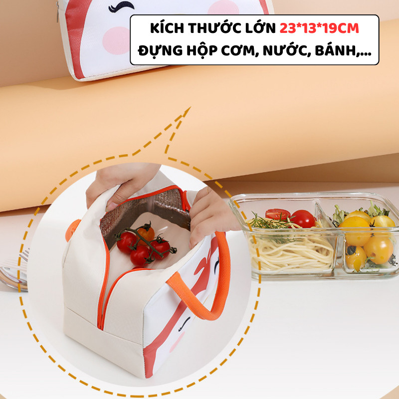 Túi Vải Đựng Hộp Cơm Hoạ Tiết Hoạt Hình ENODA HOME, Túi Giữ Nhiệt Đựng Cơm Trưa Văn Phòng Kiểu Dáng Dễ Thương TUICOM002