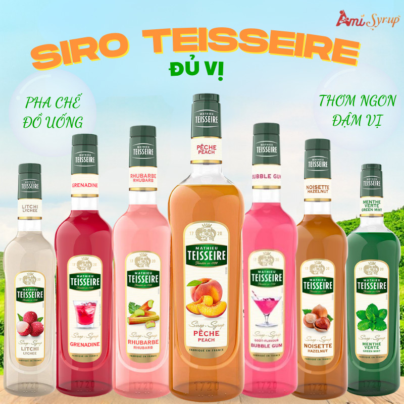 Siro Teisseire Chính Hãng 700ml Đủ Hương Vị Dành Cho Pha Chế Chuyên Nghiệp, Syrup Pha Chế Cao Cấp