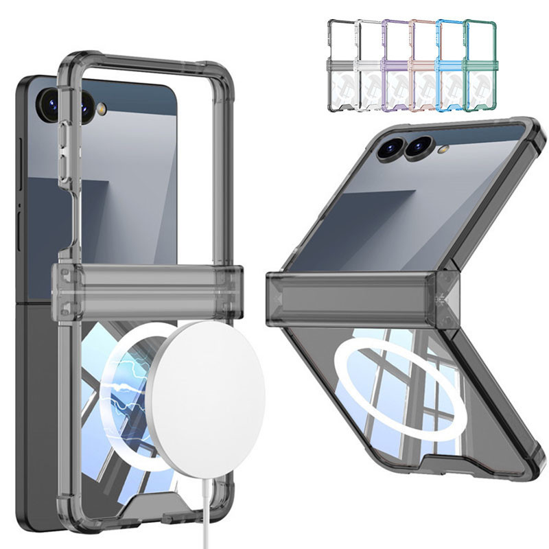 Dành Cho Samsung Galaxy Z Flip 7 Từ Tính Sạc Không Dây Trong Suốt Chống Sốc Gấp Bản Lề Bảo Vệ Flip7