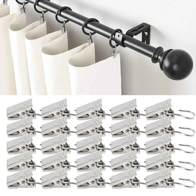 20 / 40 / 60 Chiếc Kẹp Rèm Kim Loại Có Móc / Kẹp Treo Bền Đẹp / Móc Treo Hiển Thị Ảnh