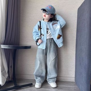Áo khoác varsity bé gái – Thêu chó Dachshund dễ thương, phong cách Hàn Quốc, mặc đẹp xuân thu