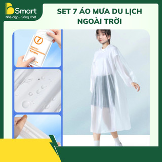 Set 7 Áo Mưa Du Lịch Túi Ngoài Trời Áo Mưa Chống Thấm Nước Dùng Một Lần Cắm Trại