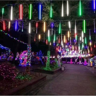 Ngoài trời siêu đẹp Đèn Led Sao Băng Đủ Màu 8 Ống 50cm-Chống Nước Trang Trí Cây Lễ Tết-Bố trí địa điểm tổ chức tiệc