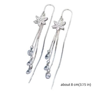 Bộ Bông Tai và Mặt Dây Chuyền Tua Rua Hình Bông Tuyết, Thiết Kế Thanh Lịch với Phake Diamond