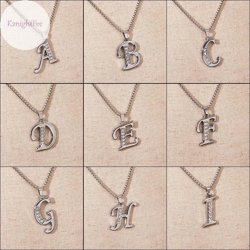 K2nightFee Sáng Bóng Kim Cương Giả Chữ A-Z Vòng Cổ Bảng Chữ Cái Ban Đầu Mặt Dây Chuyền Nam Nữ Chữ Hợp Thời Trang Trang Trang Sức Quà Tặng VN