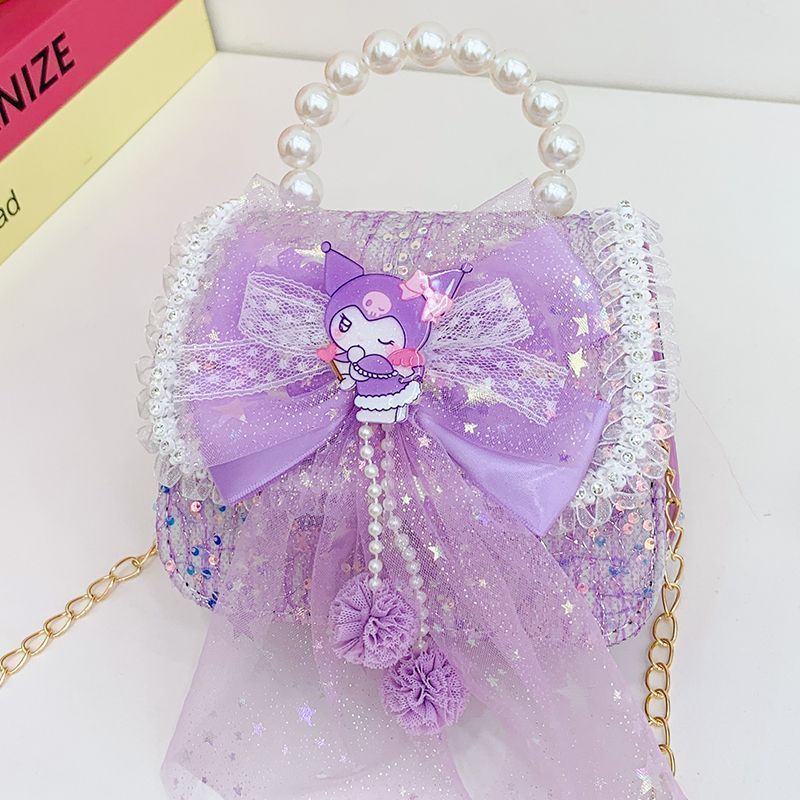 🔥 Dễ thương vai túi 🔥 Sanrio Túi Xách Tay Cho Bé Kuromi Túi Đeo Chéo ins cô gái quà tặng có hàng sẵn ✭Túi Đeo Ngang Trẻ Em Kulomi Túi Nhỏ Nữ Phong Cách Mới Dễ Thương Cho Bé Nữ Sanrio Túi Xách♤