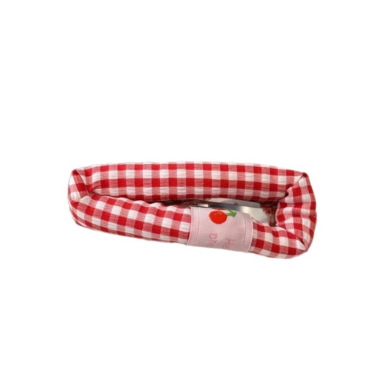 Kẹp tóc sọc puff xốp màu đỏ và xanh kẻ sọc, dễ thương - Trang điểm tóc tuyệt vời cho bé gái