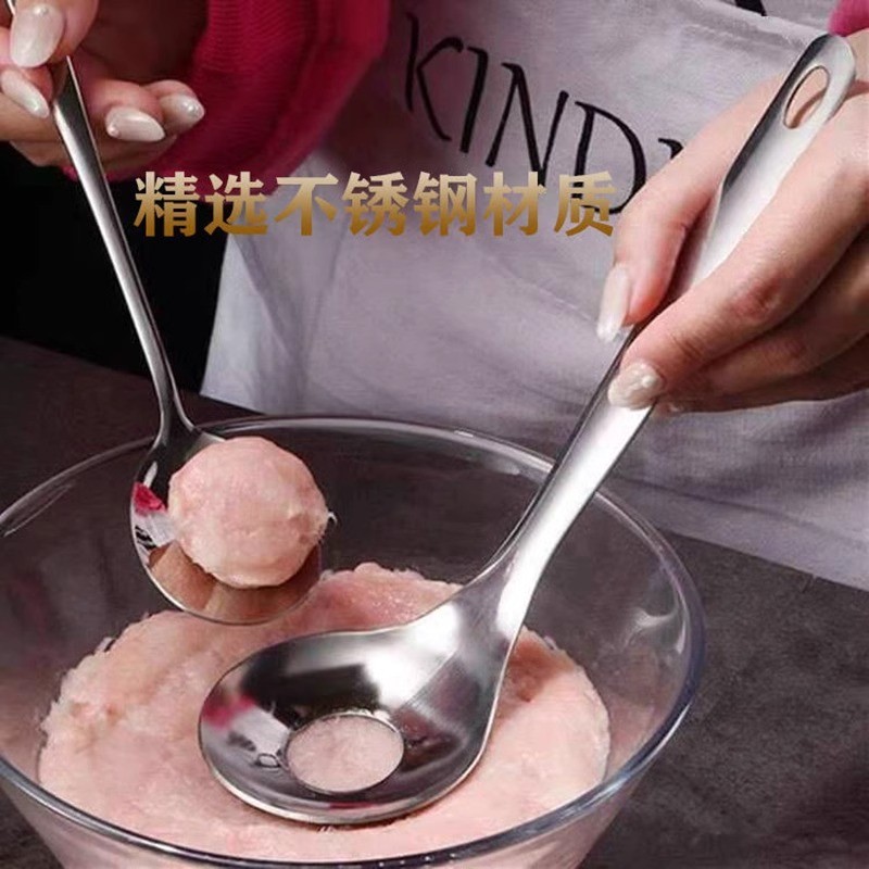 Thép không gỉ 304 Thịt Viên Bấm Thìa Hộ Gia Đình Thịt Viên Máy Làm Chiên Thịt Viên Khuôn Muỗng Dụng Cụ