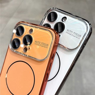 Camera Laser Sang Trọng Magsafe Cover fFOR iPhone 17 16 15 14 13 12 Pro Max 16Pro 15 ProMax Cửa Sổ Lớn Matte Từ Tính Vỏ Điện Thoại