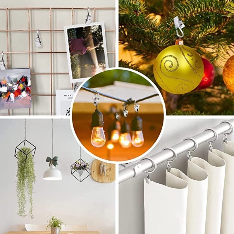 20 / 40 / 60 Chiếc Kẹp Rèm Kim Loại Có Móc / Kẹp Treo Bền Đẹp / Móc Treo Hiển Thị Ảnh
