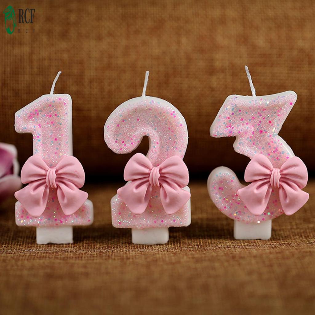 Bánh Sinh Nhật Số Nến Thiết Kế 3D Bánh Hồng Topper Trang Trí Thích Hợp Cho Bánh Cupcake Tự Chế