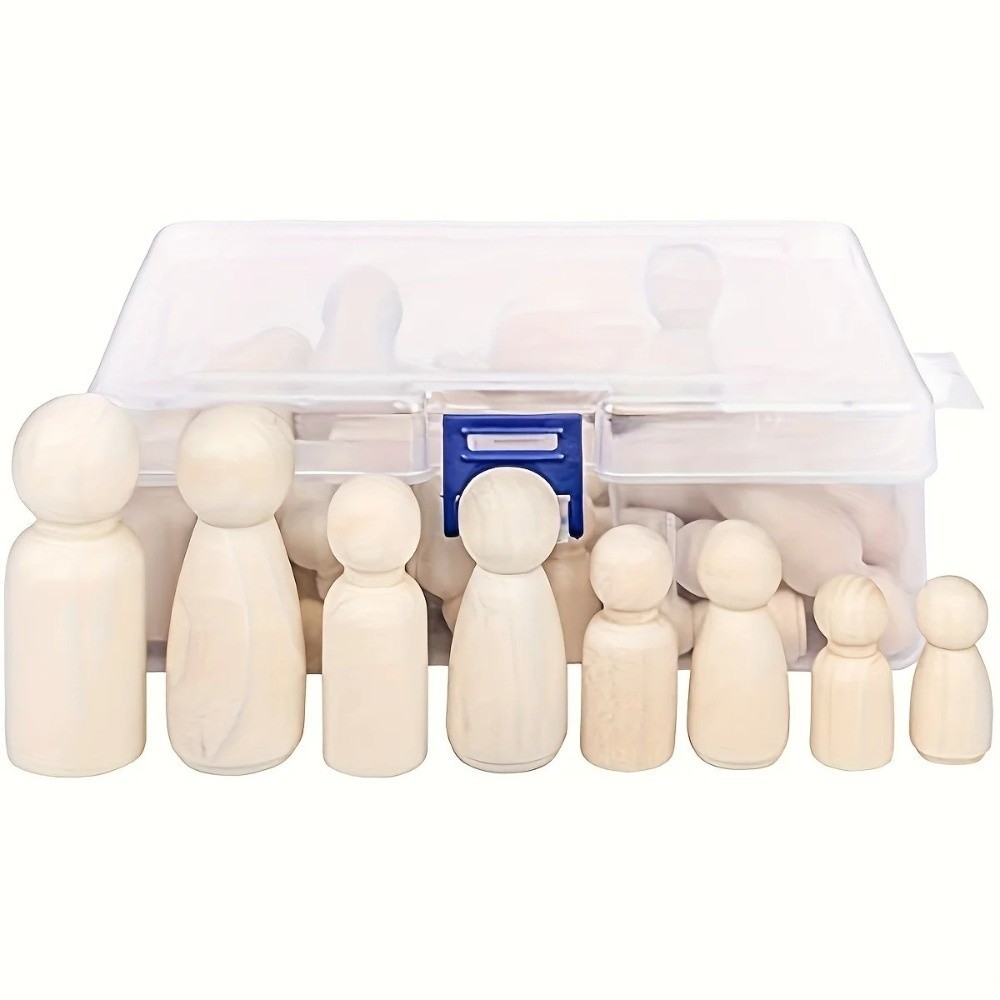 HAPPYNOOK 50 Chiếc Búp Bê Chốt Gỗ, Chất Liệu Tự Nhiên Chưa Hoàn Thành Peg People, Thủ Công Thủ Công DIY Nghệ Thuật Tranh Búp Bê Cơ Thể Trẻ Em Thủ Công