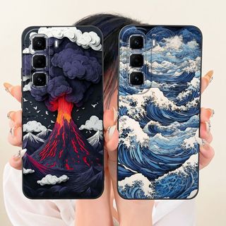 Dành Cho Infinix Hot 50 Pro + 4G X6880 / Hot 50 Pro 4G X6881 Vỏ Bảo Vệ Ống Kính Thời Trang Dusk Tranh Bãi Biển Vỏ Điện Thoại Silicon Mềm