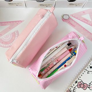 Túi đựng bút TONFASHION, Bút chì dung tích lớn thêu dâu tây, Túi đựng văn phòng phẩm di động đa chức năng dễ thương Đồ dùng học tập