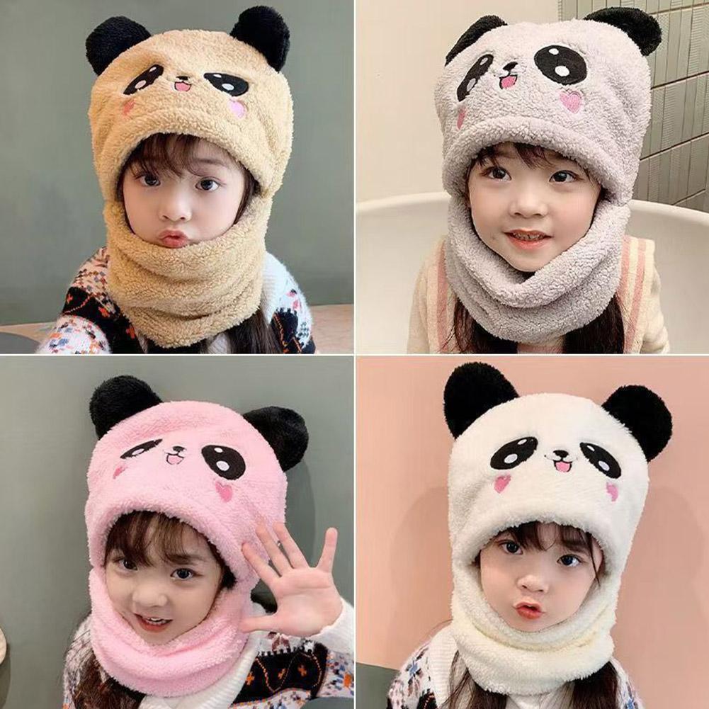Mũ Gấu Trúc Hoạt Hình Dễ Thương Cho Trẻ Em Có Khăn Ấm Áp Chống Gió Bảo Vệ Mặt Mềm Mại Sang Trọng Mũ