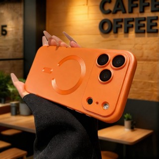 Ốp điện thoại silicon mờ màu cam vũ trụ mới cho IPhone 17 Pro Max 17Air 11 12 13 14 15 16 Pro Max Plus Vỏ từ tính mềm Vỏ chống sốc cao cấp