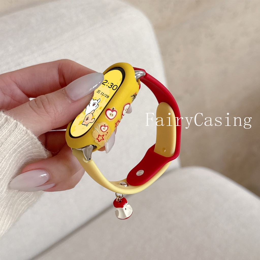 Ốp Silicon Mềm + Dây Đeo Cho Xiaomi Mi Band 10 9 8 Dây Đeo Tay Cho Mi Band 9Ceramic Phiên Bản Vòng Tay Gửi Miếng Dán