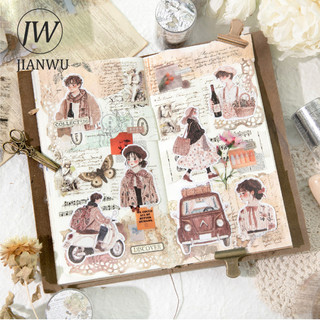 JIANWU Mất Bộ Nhớ Vintage Tiếng Anh Văn Bản Nhân Vật Phong Cảnh Chất Liệu Cắt Băng PET Sáng Tạo DIY Tạp Chí Văn Phòng Phẩm