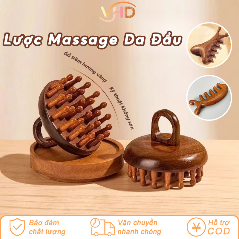 Lược Massage 4 Trong 1 Bằng Gỗ Đàn Hương - Mát Xa Da Đầu, Giảm Tĩnh Điện, Giảm Căng Thẳng Thần Kinh Và Mệt Mỏi